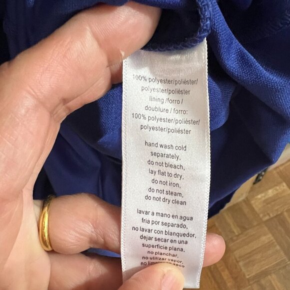 Alex Evenings Plus Size Ruched Rhinestone-Detail Gown 18W Electric Blue - Picture 10 of 10